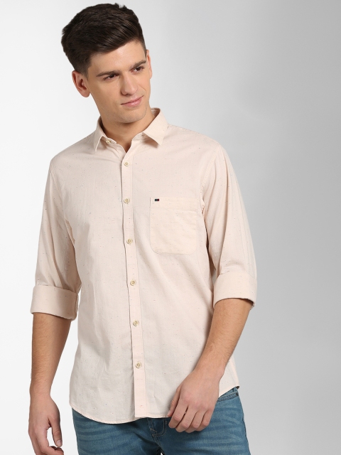 

Peter England Casuals Men Beige Slim Fit Self Design Casual Shirt