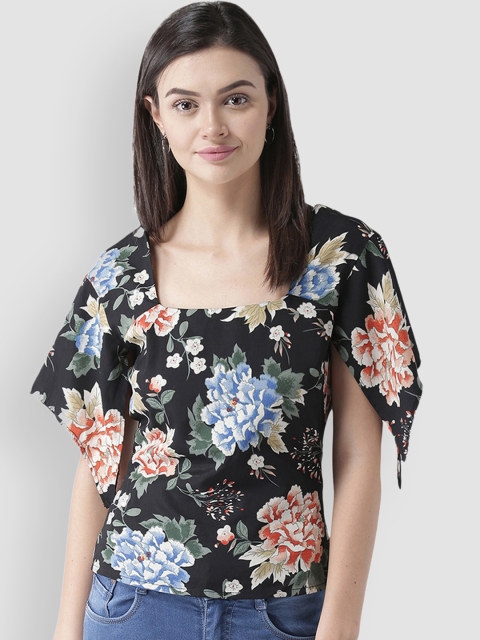 

LA LOFT Women Black Printed Top