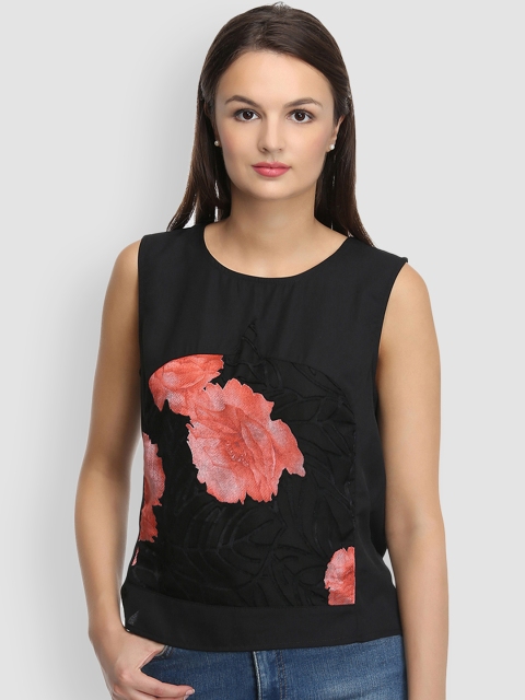 

LA LOFT Women Black Self Design Top