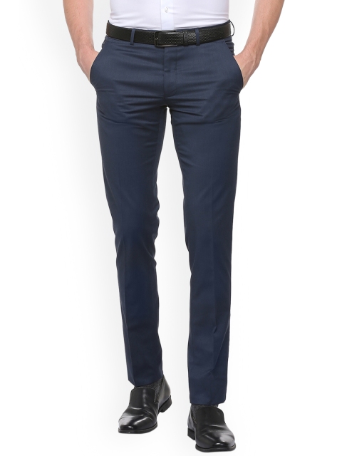 

Van Heusen Men Navy Blue Slim Fit Solid Formal Trousers