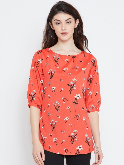 

Ruhaans Women Orange & Black Floral Printed Top