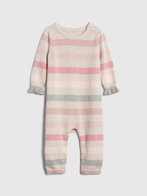 

GAP Girls Stripe Ruffle One-Piece Bodysuit, Pink