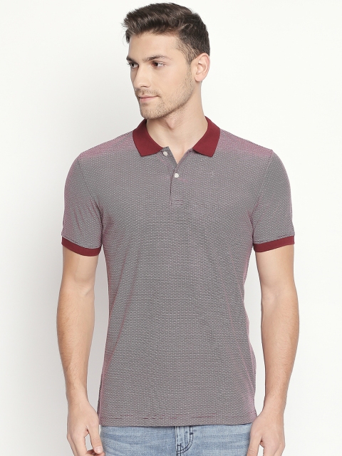 

BYFORD by Pantaloons Men Maroon Printed Polo Collar T-shirt