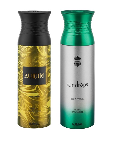 

Ajmal Women Set of 2 Aurum & Raindrops Deodorants 200ml, Green