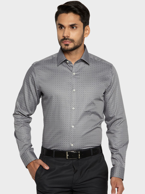 

Raymond Men Grey & White Slim Fit Printed Formal Shirt
