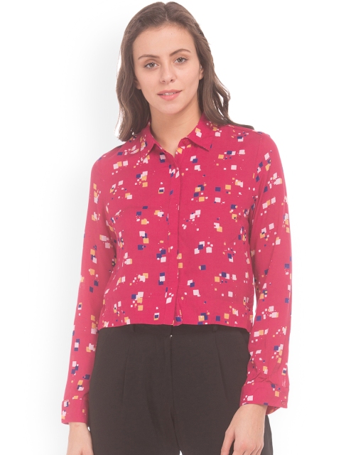 

Sugr Women Pink Regular Fit Printed Casual Shirt