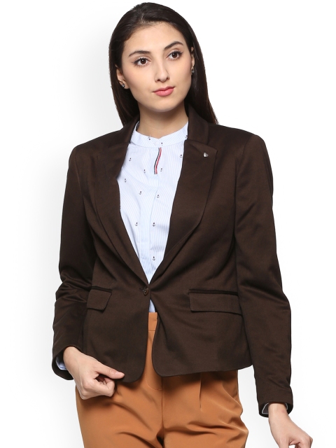 

Allen Solly Woman Brown Solid Single-Breasted Blazer