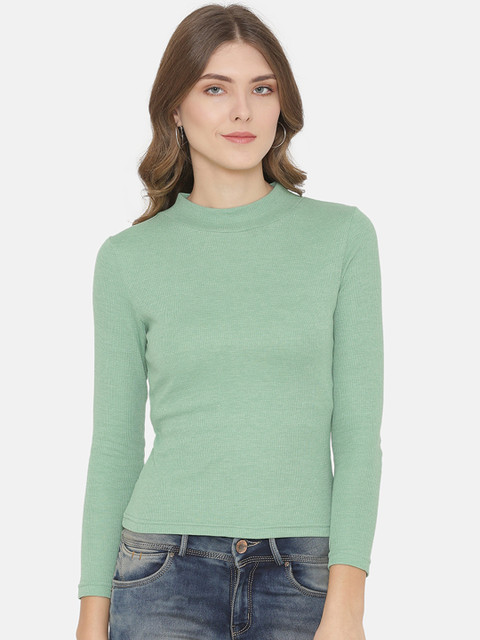 

Yaadleen Women Green Solid Sweatshirt