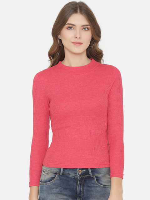 

Yaadleen Women Coral Solid Sweatshirt