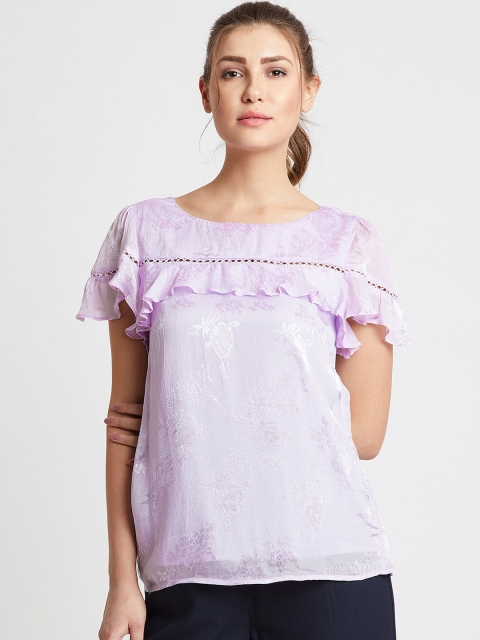 

COVER STORY Women Purple Printed Top