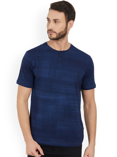 

Status Quo Men Blue Printed Round Neck Pure Cotton T-shirt