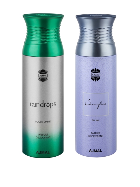 

Ajmal Women Set of 2 Raindrops & SacrificeHer Deodorant 200ml, Silver