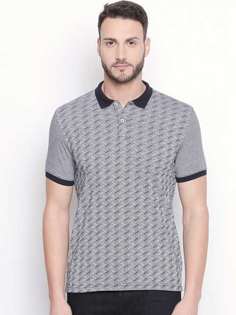 

BYFORD by Pantaloons Men Grey Printed Polo Collar T-shirt