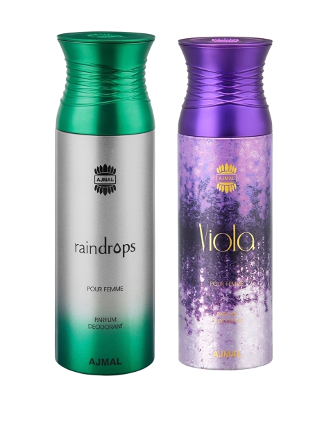 

Ajmal Women Set of Raindrops & Viola Deodorants - 200 ml each, Silver