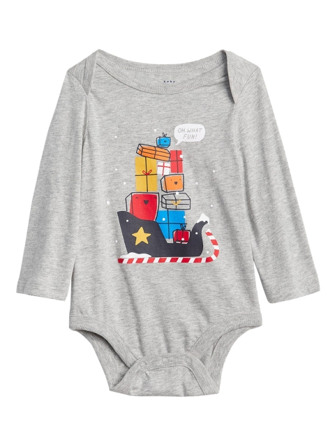 GAP Boys Sleigh Long Sleeve Bodysuit, Grey