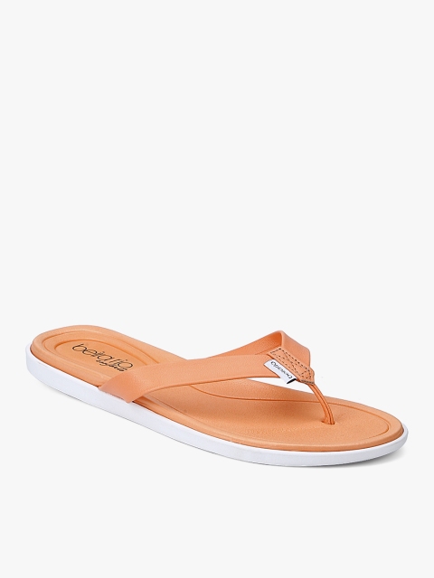 

BEIRA RIO Peach-Coloured Solid Open Toe Flats
