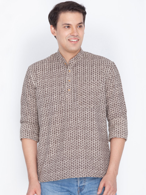 

VASTRAMAY Men Brown Printed Straight Kurta