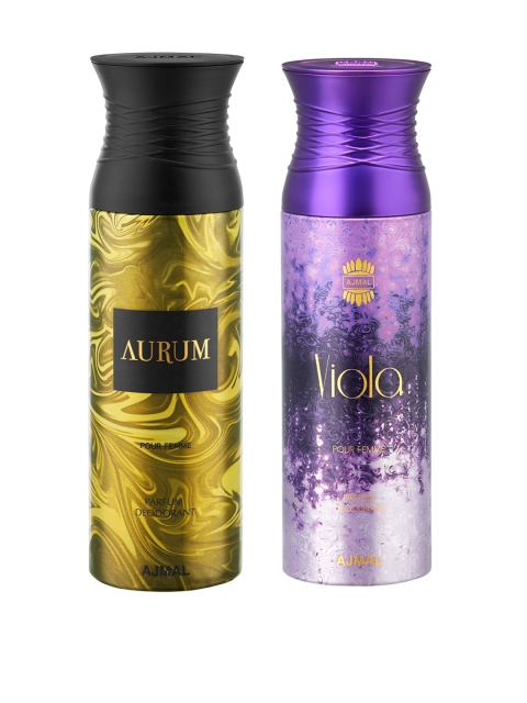 

Ajmal Women Set of 2 Aurum & Viola Deodorants 200ml, Gold
