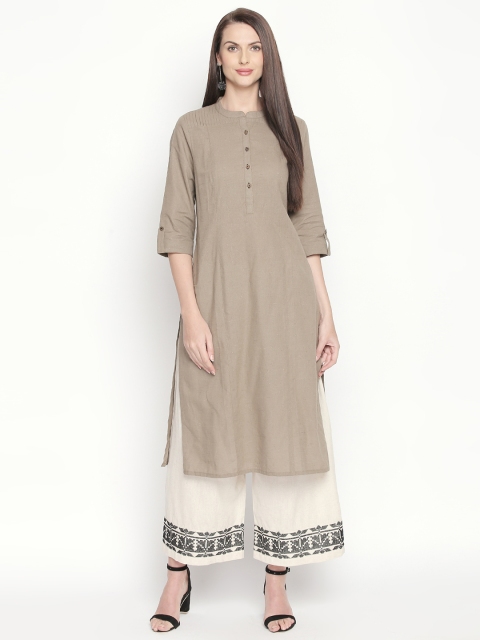 

RANGMANCH BY PANTALOONS Women Brown Solid Straight Kurta