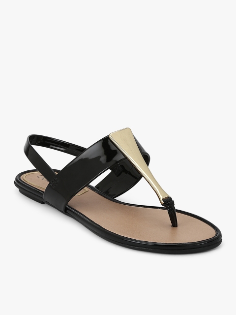 

BEIRA RIO Women Black Solid T-Strap Flats