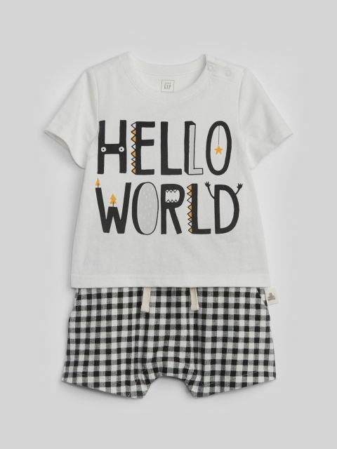 GAP Boys Organic 2-in-1 Shorty One-Piece Bodysuit, White