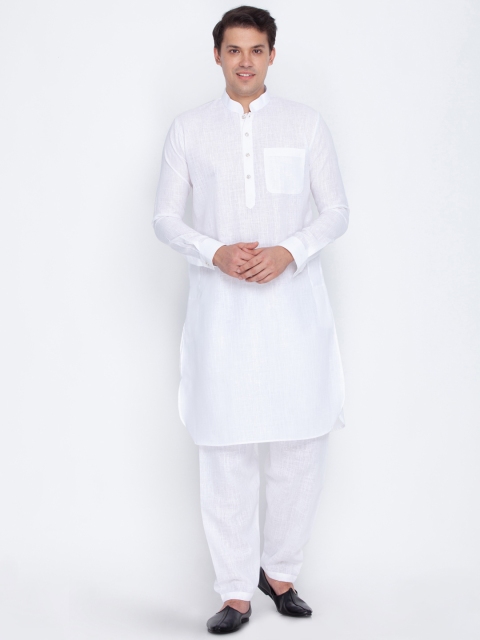 

VASTRAMAY Men White Solid Pathani Kurta with Pyjamas