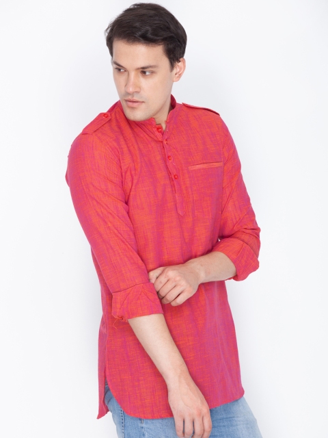 

VASTRAMAY Men Maroon Solid Straight Kurta