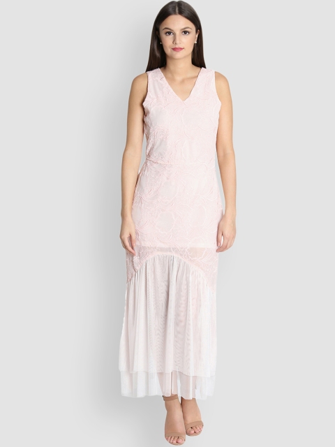 

LA LOFT Women Pink Self Design Maxi Dress