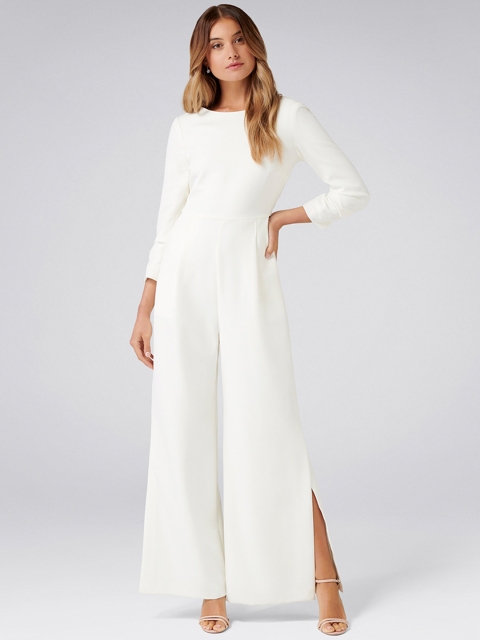 

Forever New White Solid Basic Jumpsuit