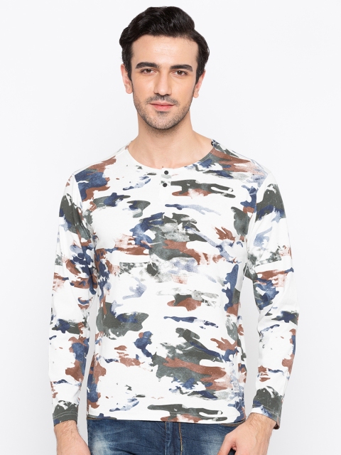 

Status Quo Men White Printed Round Neck T-shirt