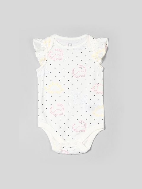 

GAP Boys Ruffle Sleeve Printed Bodysuit, White