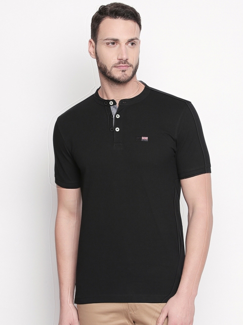 

BYFORD by Pantaloons Men Black Solid Mandarin T-shirt