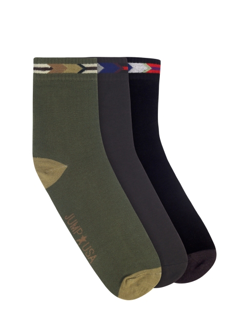 

JUMP USA Men Pack of 3 Above Ankle Length Socks, Green