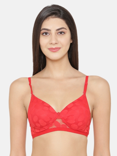 

ABELINO Red Printed Non-Wired Lightly Padded T-shirt Bra POLKADOTRED01