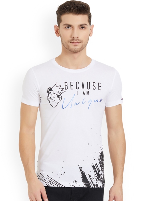 

Status Quo Men White Printed Round Neck T-shirt