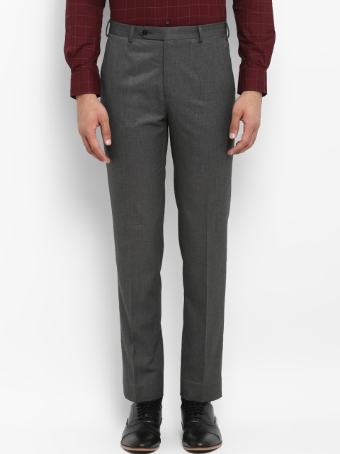 

Raymond Men Dark Grey Solid Regular Trousers