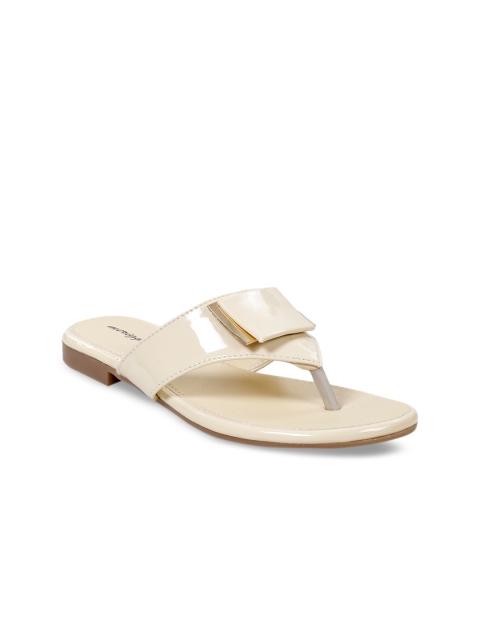 

meriggiare Women Beige Solid Synthetic One Toe Flats