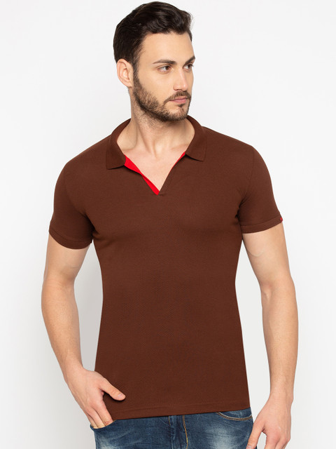 

Status Quo Men Brown Solid Polo Collar T-shirt