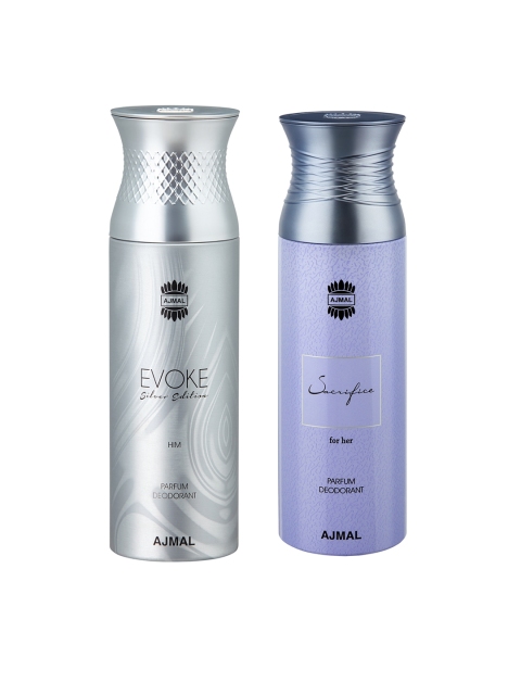 

Ajmal Unisex Set of 2 EvokeSilverHim & SacrificeHer Deodorants, Silver