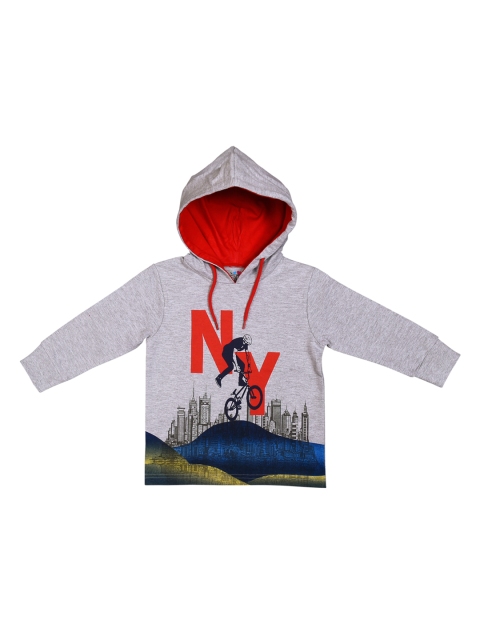 

ventra Boys Grey Printed Hooded Sweatshirt