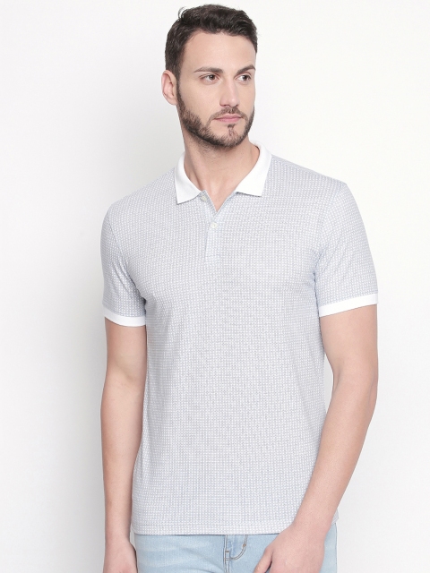 BYFORD by Pantaloons Men White Printed Polo Collar T-shirt