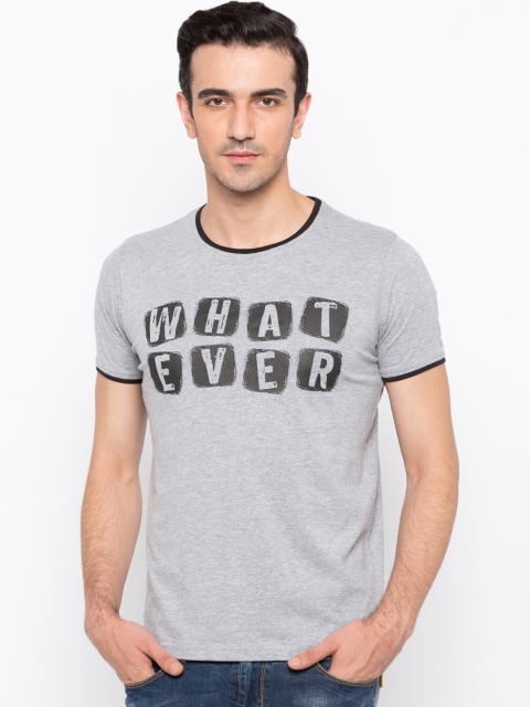 

Status Quo Men Grey Printed Round Neck T-shirt