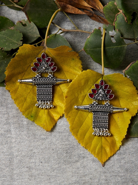 

PANASH Silver-Toned Spiked Drop Earrings