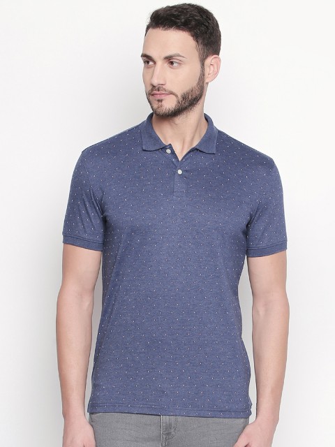 

BYFORD by Pantaloons Men Blue Printed Polo Collar T-shirt