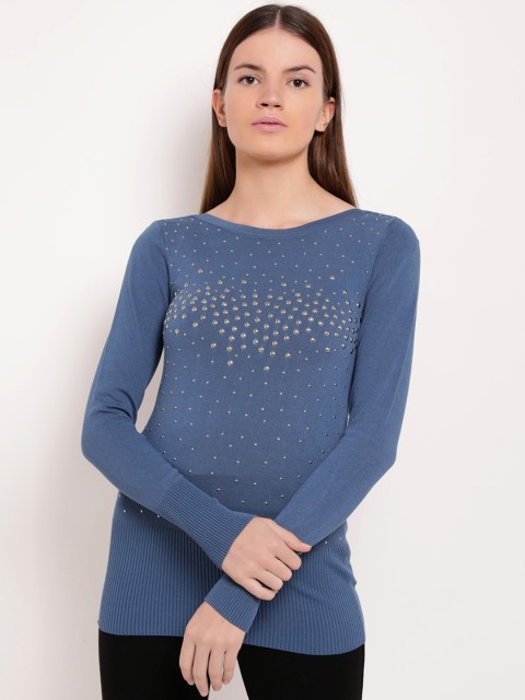

Kazo Women Blue Solid Pullover