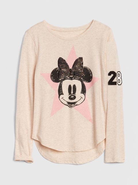

GAP Girls Off-White Disney Mickey Mouse And Minnie Mouse Flippy Sequin T-Shirt