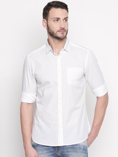 BYFORD by Pantaloons Men White Slim Fit Printed Casual Shirt