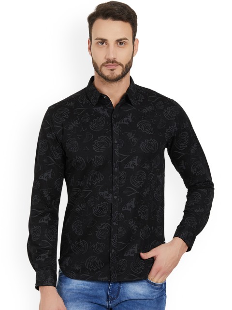 

Status Quo Men Black Slim Fit Printed Casual Shirt