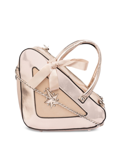 

Satchel Bags Gold-Toned Colourblocked Handheld Bag