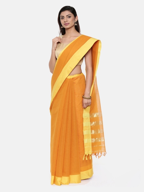 

Pavechas Mustard Pure Cotton Solid Venkatgiri Saree